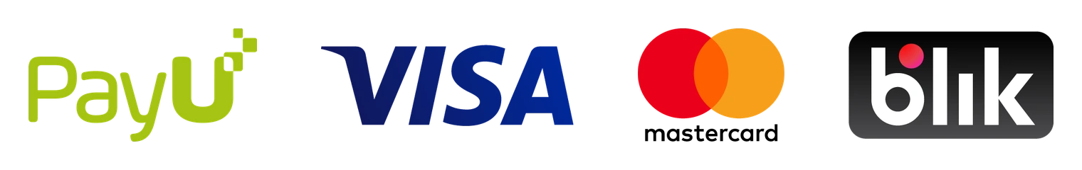 Platnosci obsluguje PayU: Visa, Mastercard, BLIK